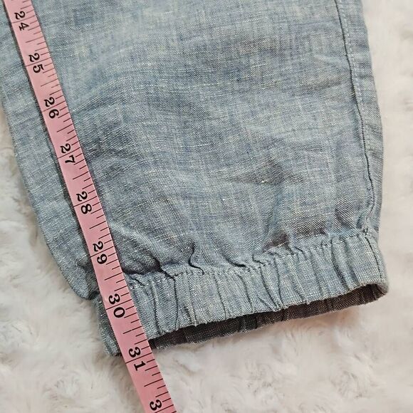 Athleta Linen Lounge Pants Womens Size 8 Tall Retreat Linen Jogger Chambray Blue - Picture 8 of 10